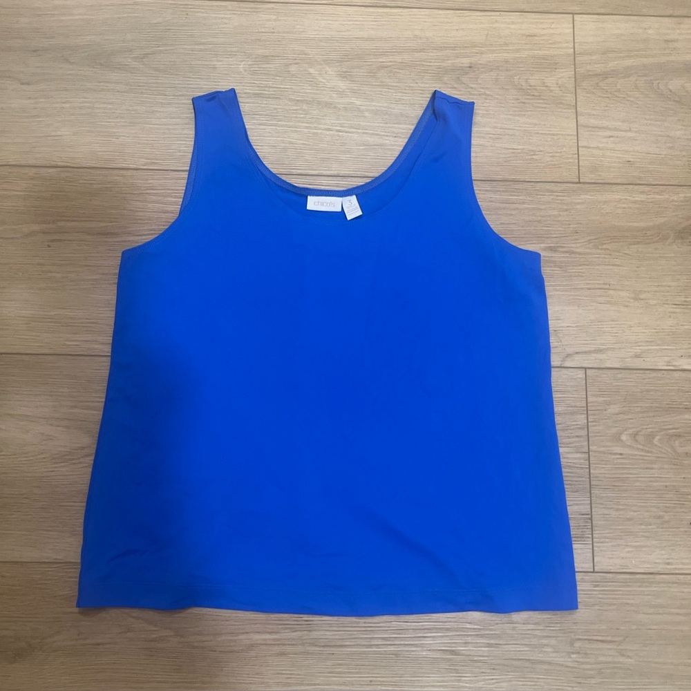 CHICO'S Size 3 AQUA BLUE TANK TOP Sleeveless
